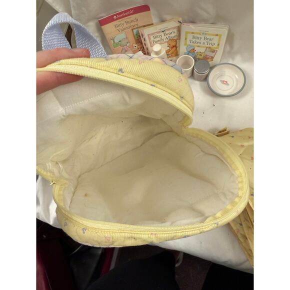 American Girl Bitty Baby w/ Backpack & Accessories Food Brown Hair Brown Eyes GS - Picture 10 of 10